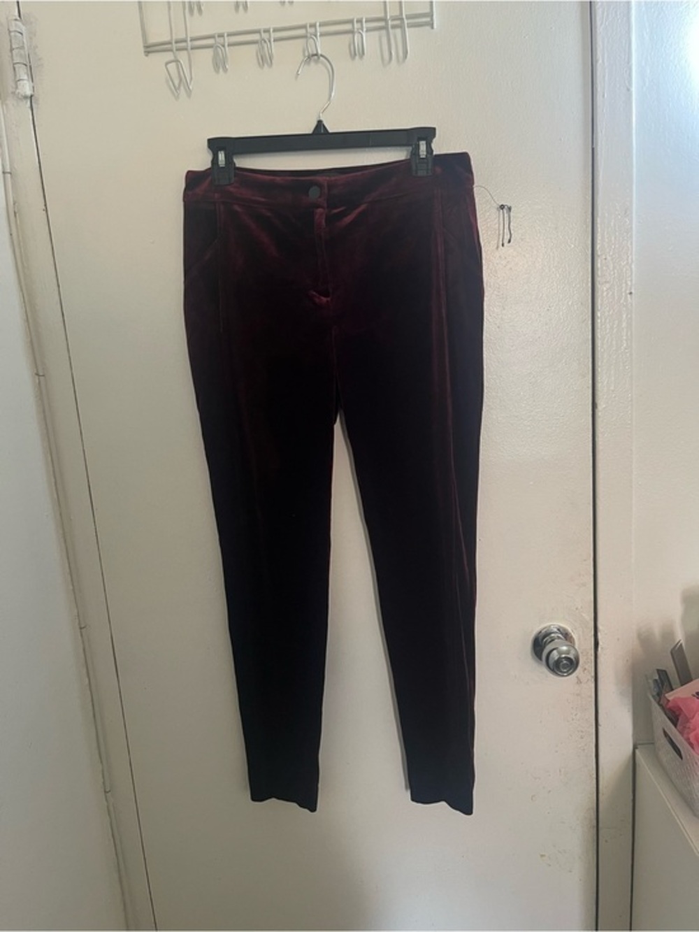 Laundry By Shelli Segal Burgundy Velvet Straight Leg Pants